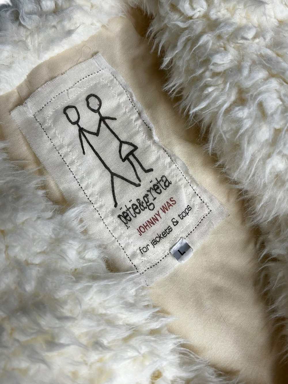 Johnny Was Pete & Greta Sherpa Faux Fur Vest Ivory Cream Snap Front Womens L - Picture 7 of 10
